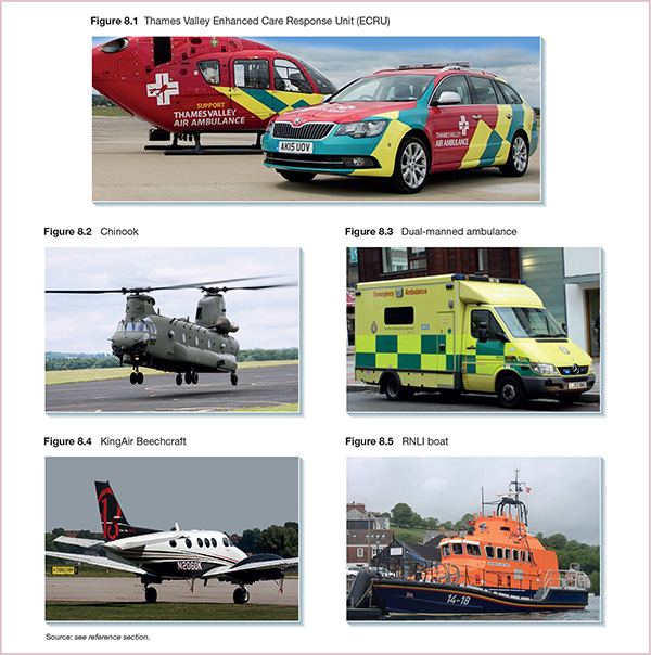 Photograph shows Thames Valley Enhanced Care Response Unit with helicopter and estate car using same paint scheme.