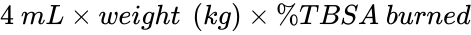 4 m upper L times w e i g h t left parenthesis k g right parenthesis times percent sign upper T upper B upper S upper A b u r n e d