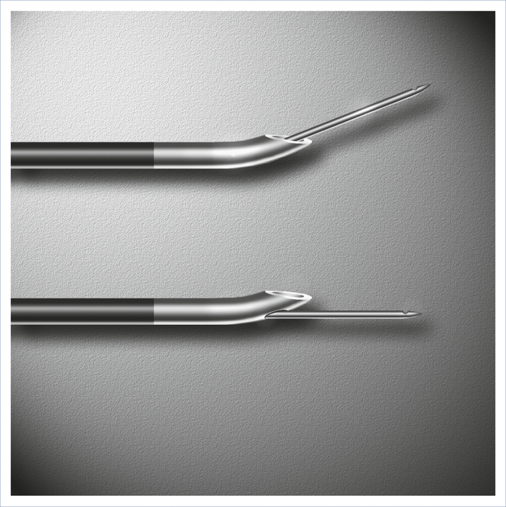 A medical device diagram presents two configurations of combined spinal epidural needle systems.